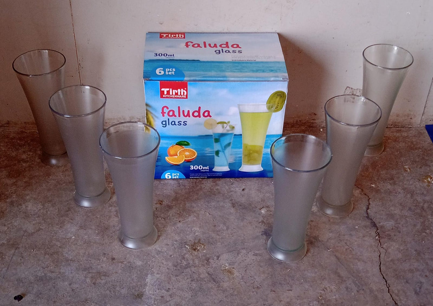 High Quality Faluda Ice Cream Juicer And Water Glasses Set Of 6 Transparent Drinking Water Glasses Stylish Glasses For Faluda Water Juice Glass Set Of 6 Pcs (300 Ml Approx)