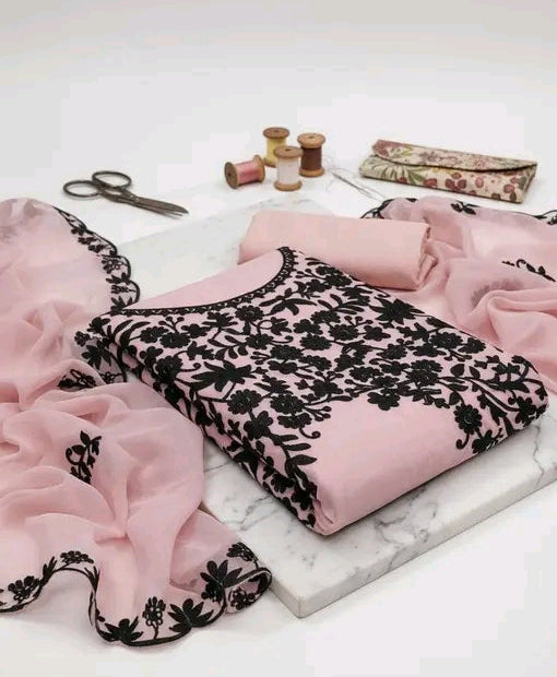NEW PAKISHTANI TRENDY PINK DRESS MATERIAL & SUITS