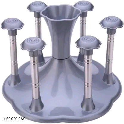 Stylish Glass and Spoon Organiser for Glasses and Cutlery Glass Stand Made Virgin Plastic (SILVER Color) Plastic Glass Holder