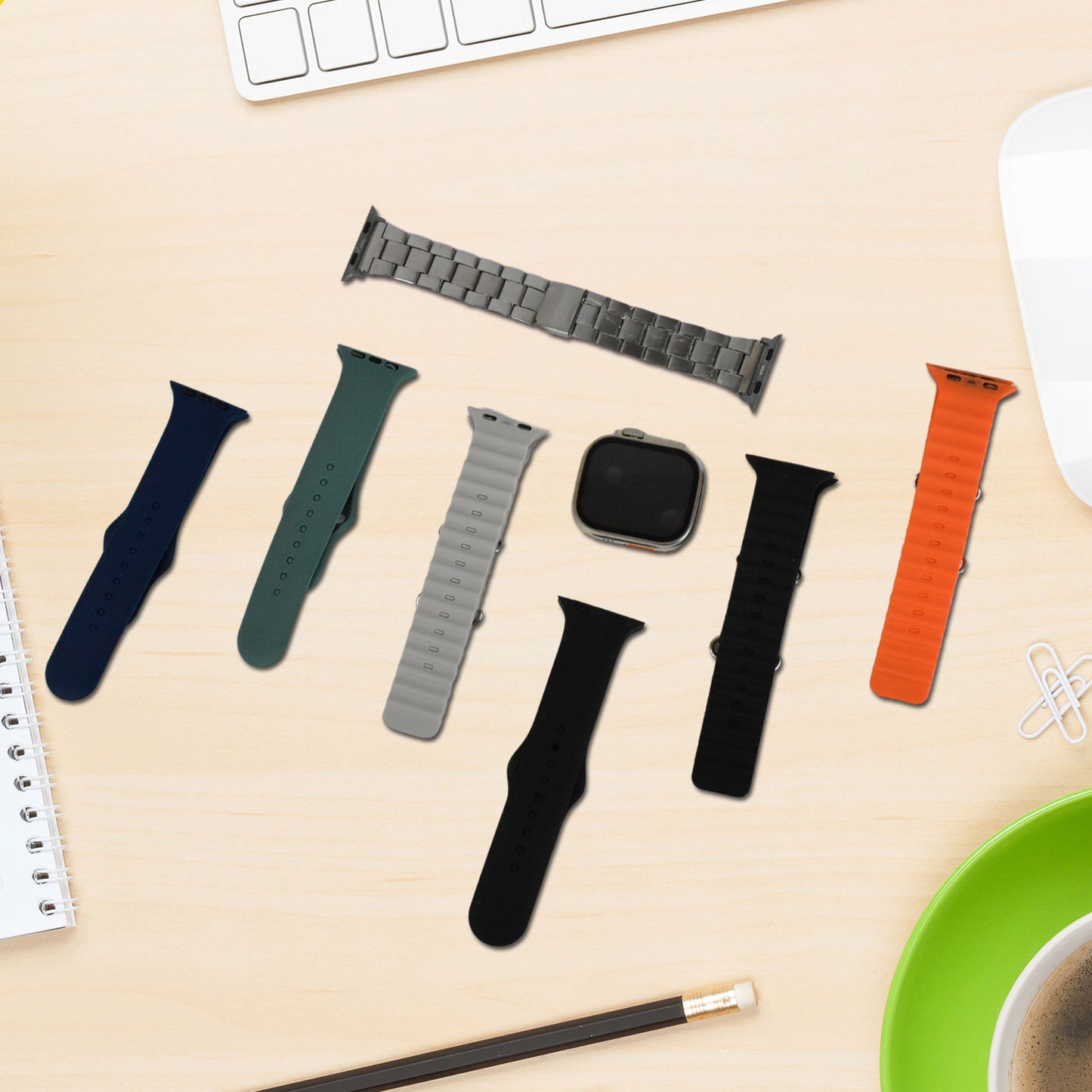 Ultra Smart Watch 7 In 1 Combo With Seven Classic Straps  Transparent Screen Guard (1 Set  Mix Color)