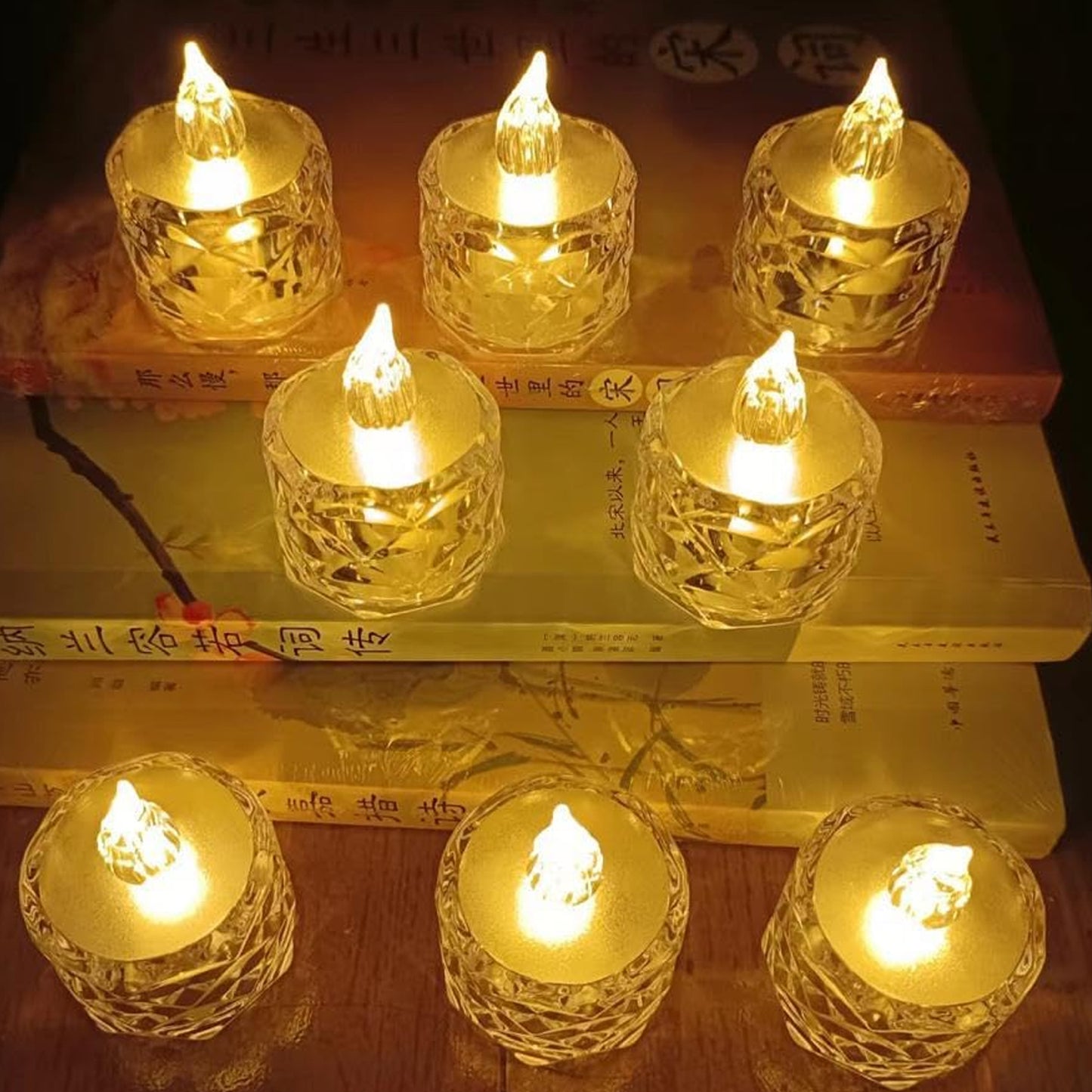 24 Pcs Flameless And Smokeless Decorative Acrylic Candles Transparent Led Tea Light Candle For Gifting House Diwali Christmas Festival Events Decor Candles