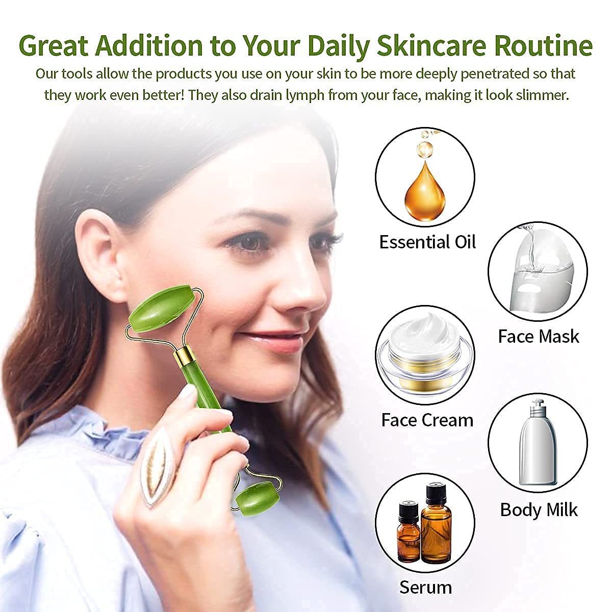 Gua Sha Stone And Anti Aging Jade Roller Massager For Face Massage Natural Face Skincare Massager  Face Roller Massager For Women  Face Shaper Jade Roller And Gua Sha Set For Glowing Skin