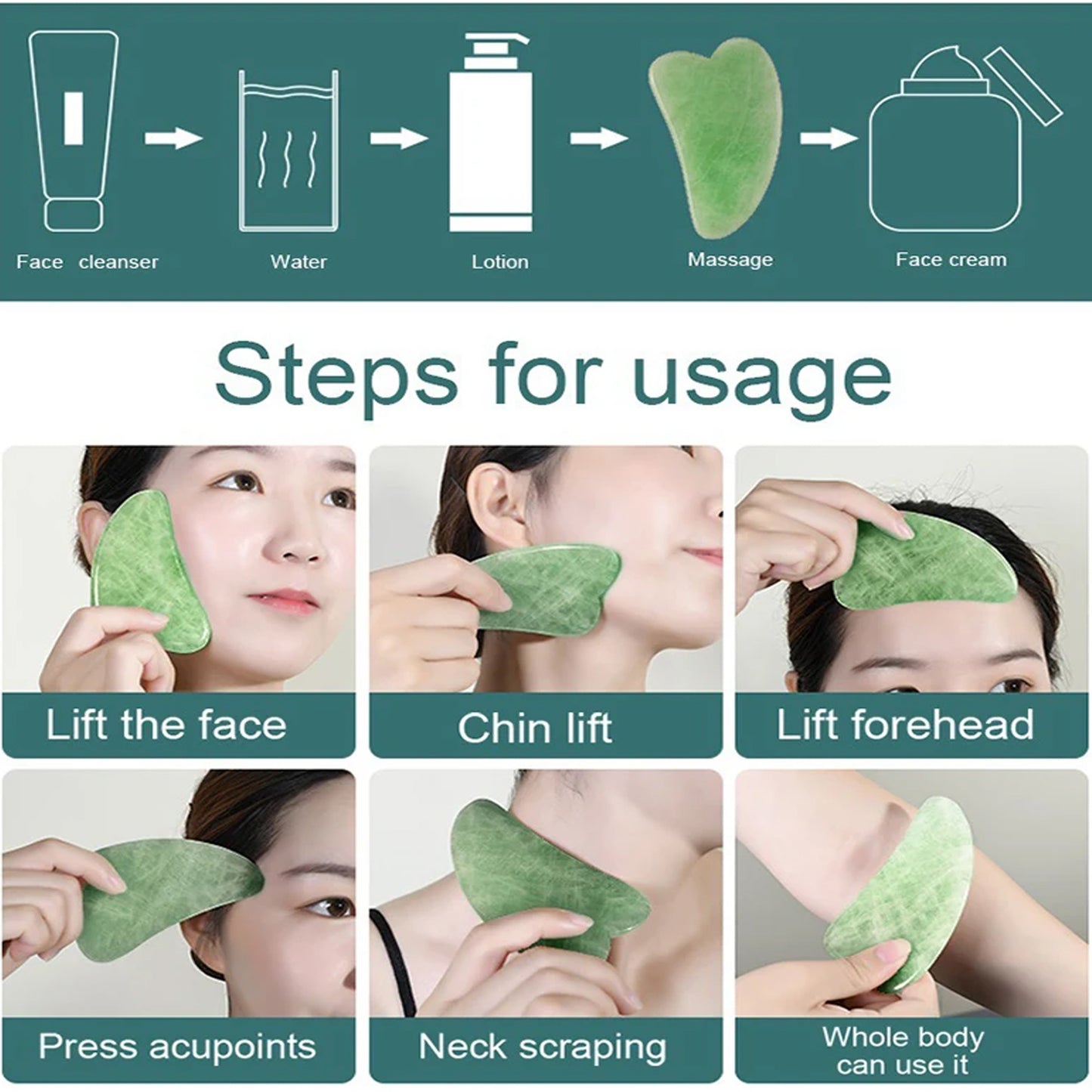 Gua Sha Stone And Anti Aging Jade Roller Massager For Face Massage Natural Face Skincare Massager  Face Roller Massager For Women  Face Shaper Jade Roller And Gua Sha Set For Glowing Skin