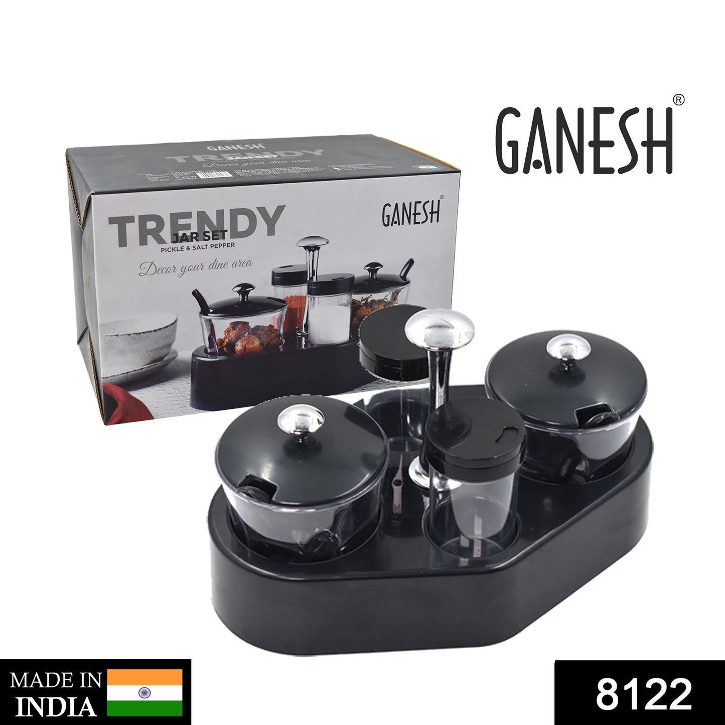 Ganesh Rendy Condiment Set For Kitchen Transparent Jar For Easy To Access Spice 1 Piece Spice Set  (Plastic)