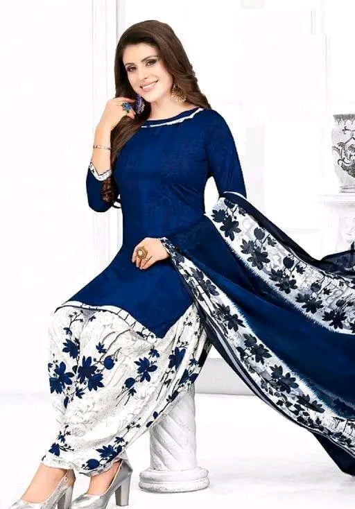 Polyster/Crepe fabric-Women's Multicolor Solid Printed Suits & Dress Materials