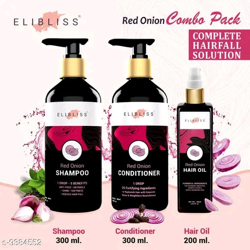 Elibliss Anti Hair Fall Spa Range with Red Onion Hair Oil + Red Onion Shampoo + Red Onion Conditioner for Hair