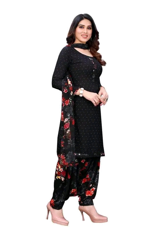 Polyster/Crepe fabric-Women's Multicolor Micro Printed Suits & Dress Materials*