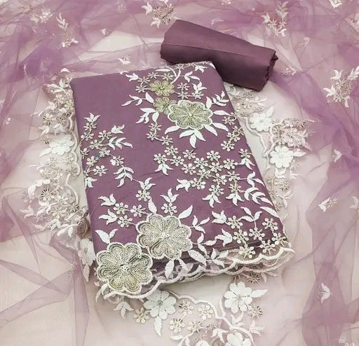 Latest Net Unstitched Embroidered Dress