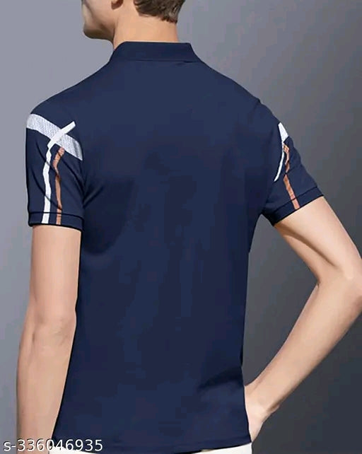 Men's Checked Polo Navy Blue Tshirts