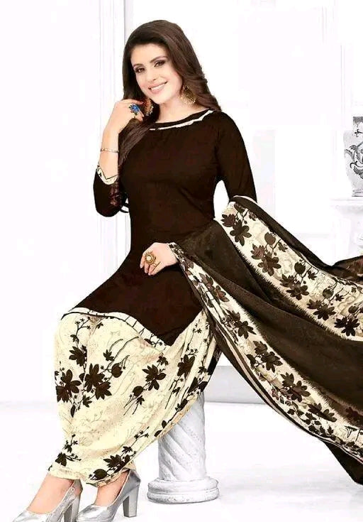 Polyster/Crepe fabric-Women's Multicolor Solid Suits & Dress Materials